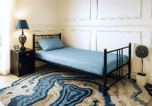 Wrought Iron Single Bed, Mattress and Bedside Table Combo